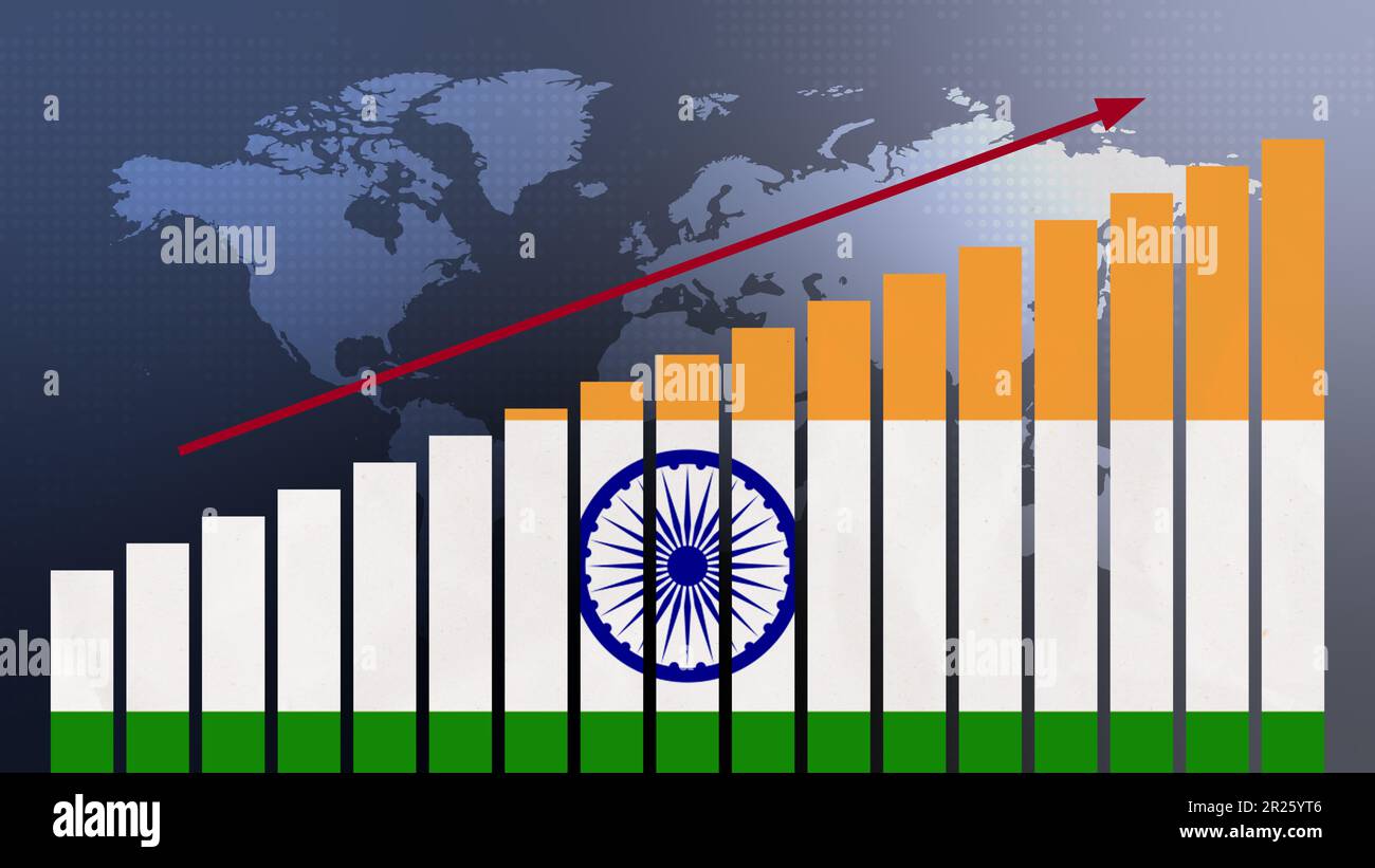 india-flag-on-bar-chart-concept-with-increasing-values-economic-recovery-and-business-improving-after-crisis-and-other-catastrophe-as-economy-and-bus-2R25YT6